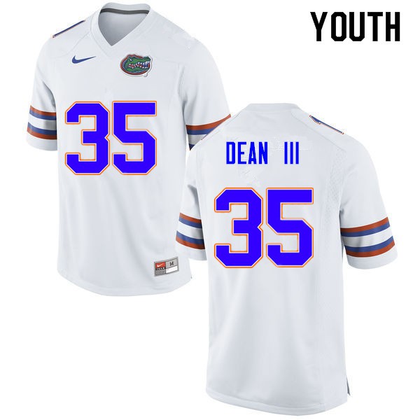Youth #35 Trey Dean III Florida Gators College Football Jerseys White